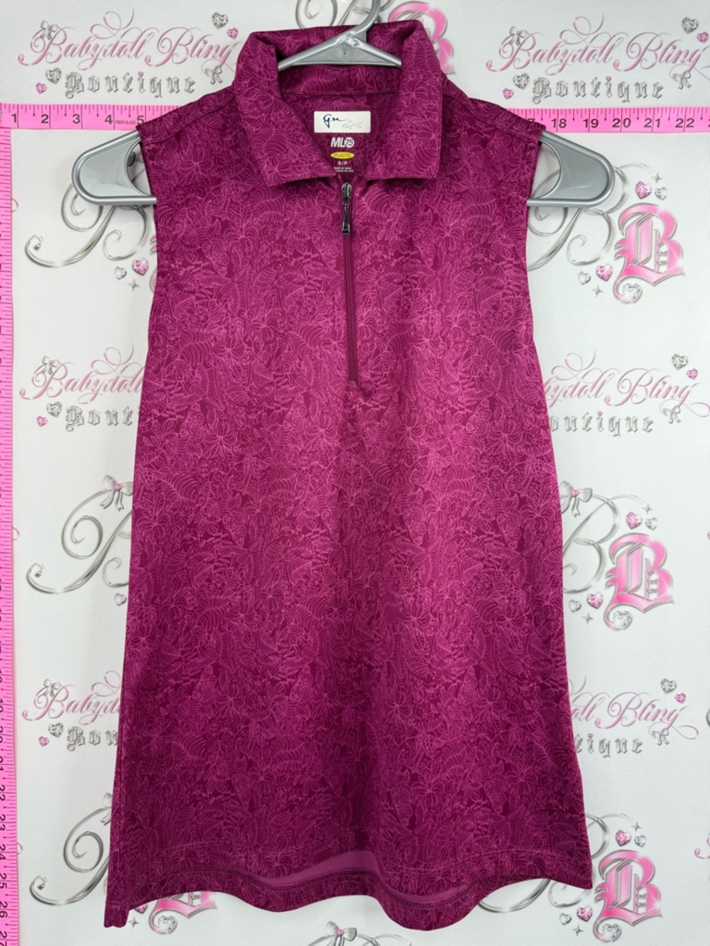 Greg Norman Tank top ML75 shirt floral Sleeveless Magenta Floral Zip Polo Dress